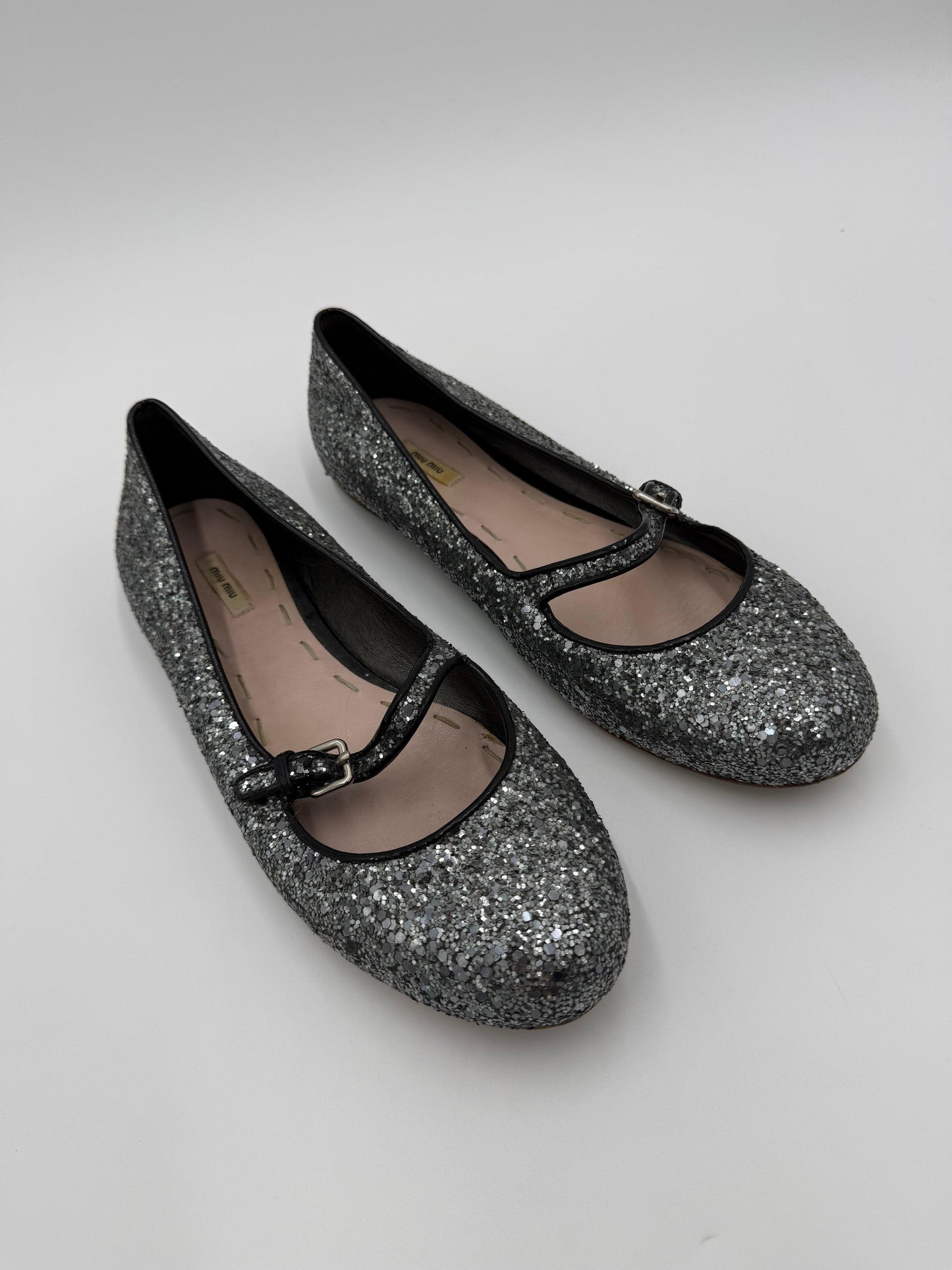 Miu-Miu-Ballerine-Mary-Jane-Vintage-Glitter-Argento-70493934190916 - Pally Vintage Closet