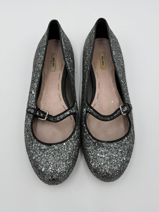 Miu-Miu-Ballerine-Mary-Jane-Vintage-Glitter-Argento-70493934387524 - Pally Vintage Closet