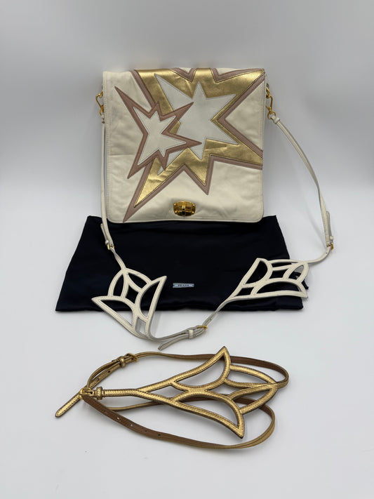 Miu Miu Borsa Vintage Stella a Tracolla in Pelle Bianca - Pally Vintage Closet