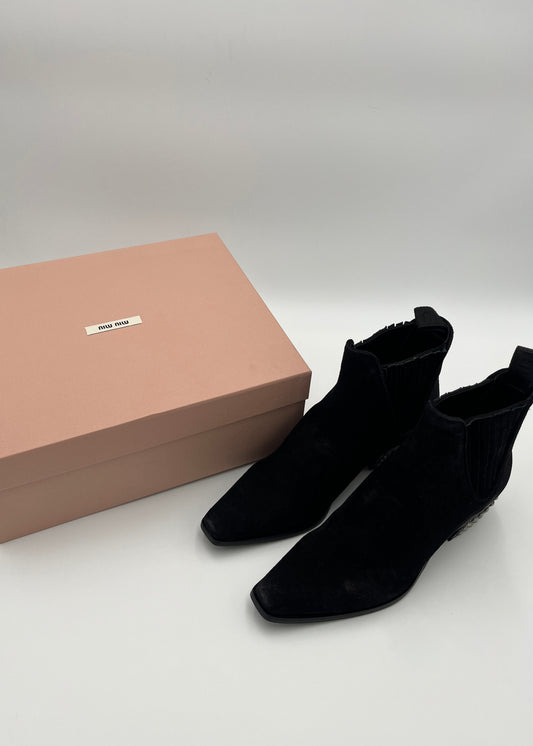 Miu Miu Stivaletti Suede Nero