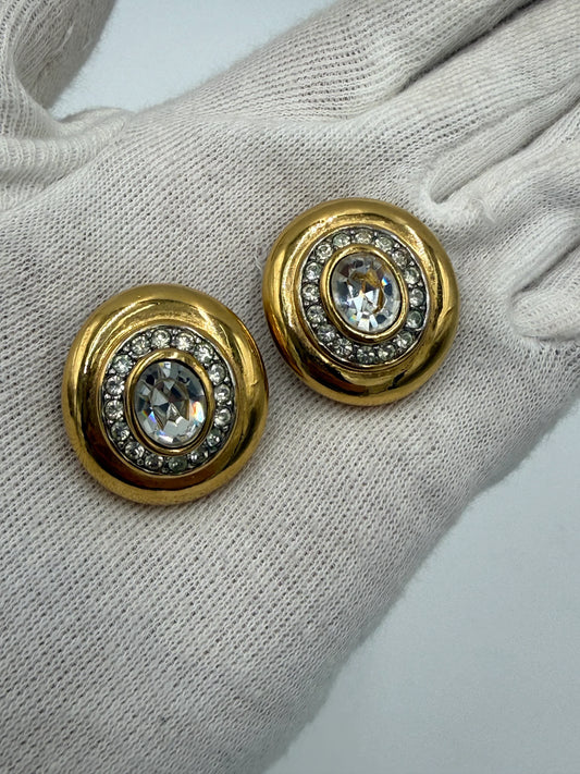 Nina-Ricci-Orecchini-Vintage-a-Clip-con-Cristalli-e-Finitura-Dorata-70136696996164 - Pally Vintage Closet