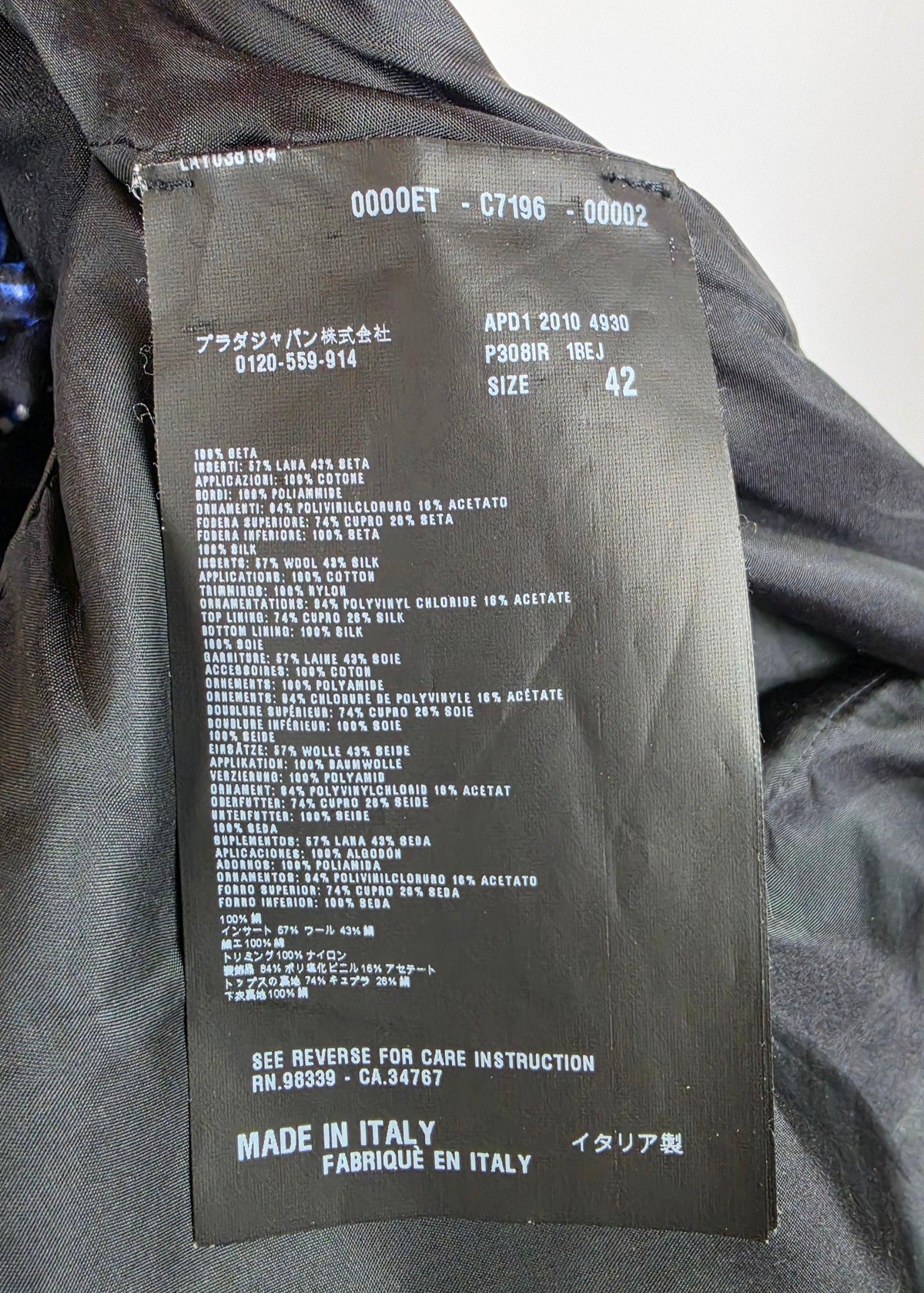 Prada Abito Midi in Seta con Stampa Grafica Blu e Nero - Pally Vintage Closet