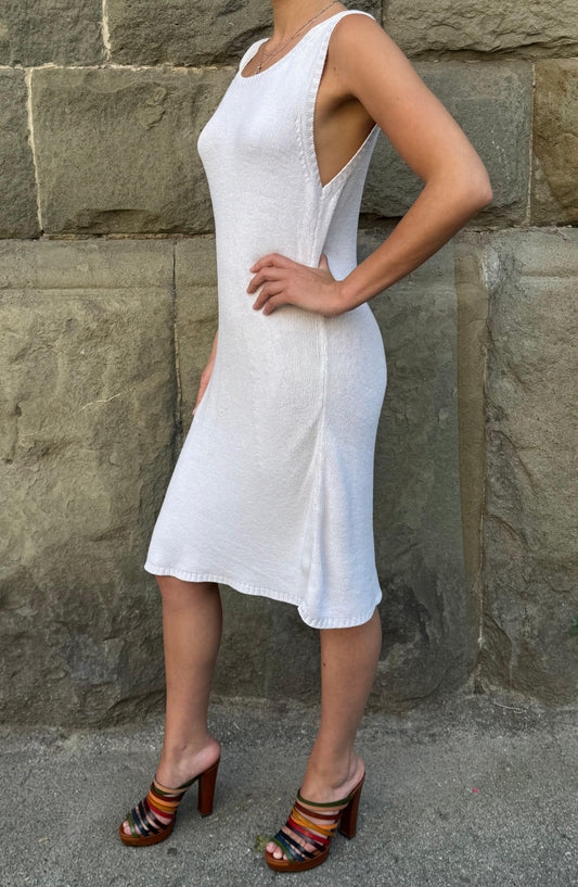 Prada Abito Smanicato in Maglia Bianco Panna - Pally Vintage Closet