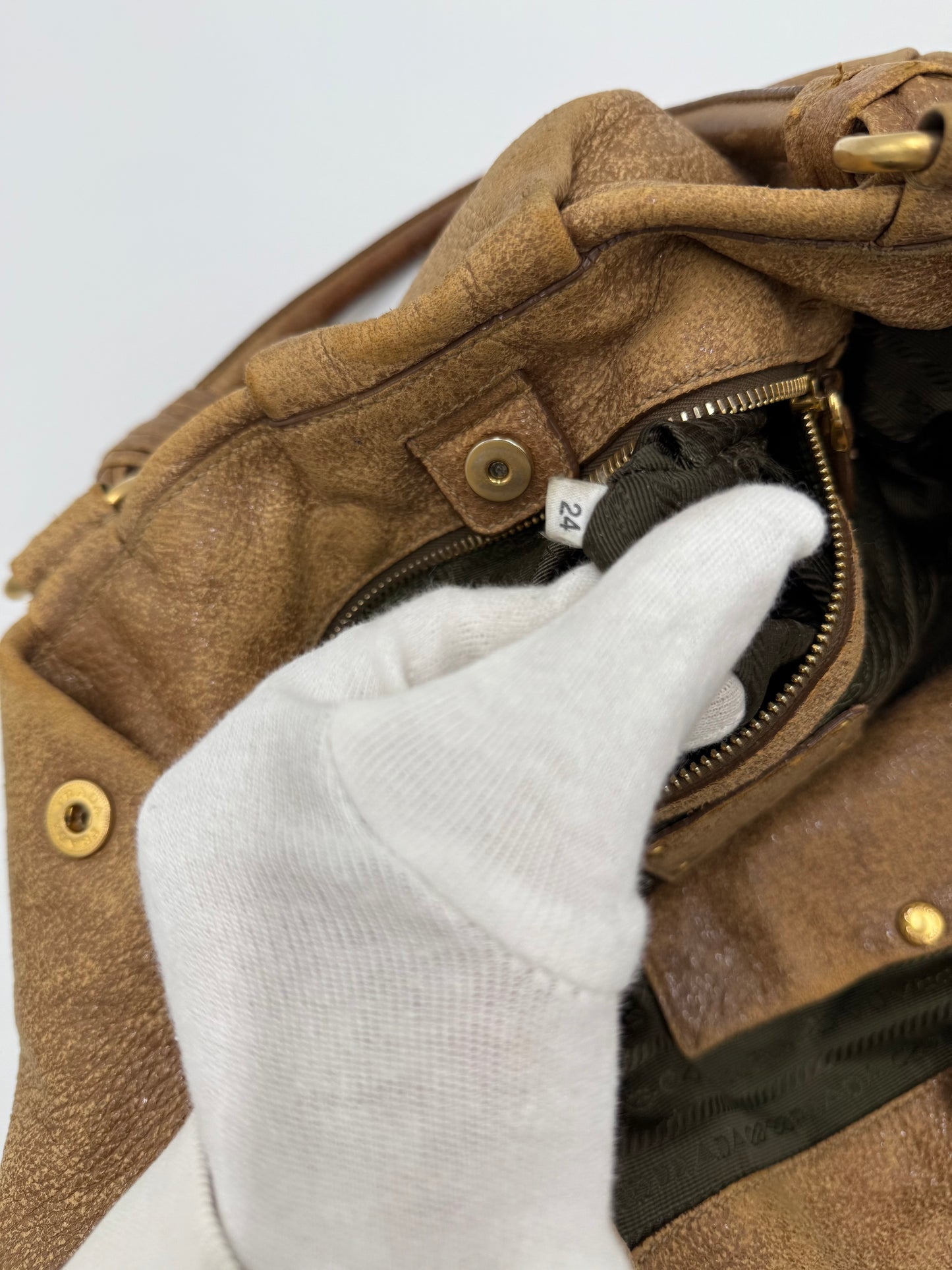 Prada Borsa Hobo Vintage in Pelle Cammello - Pally Vintage Closet