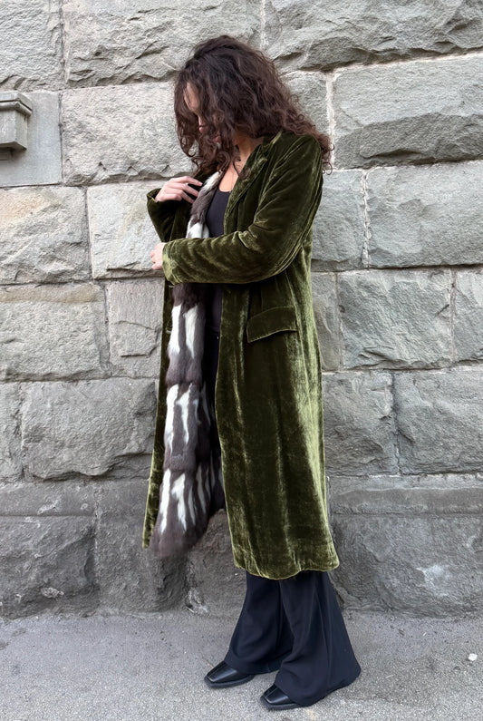 Prada-Cappotto-Vintage-Velluto-e-Pelliccia-Verde-69082492895556 - Pally Vintage Closet