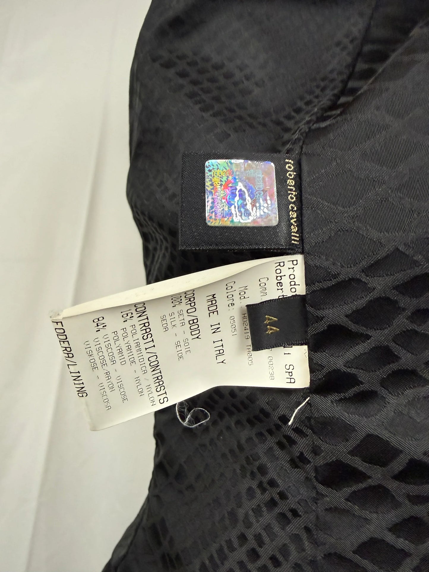 Roberto-Cavalli-Giacca-Vintage-Seta-e-Pizzo-con-Dettaglio-Ruffle-Nera-69083319894340 - Pally Vintage Closet