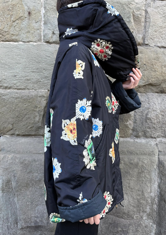 Roberto-Cavalli-Piumino-Oversize-in-Seta-Jewel-Print-Nero-70113663549764 - Pally Vintage Closet