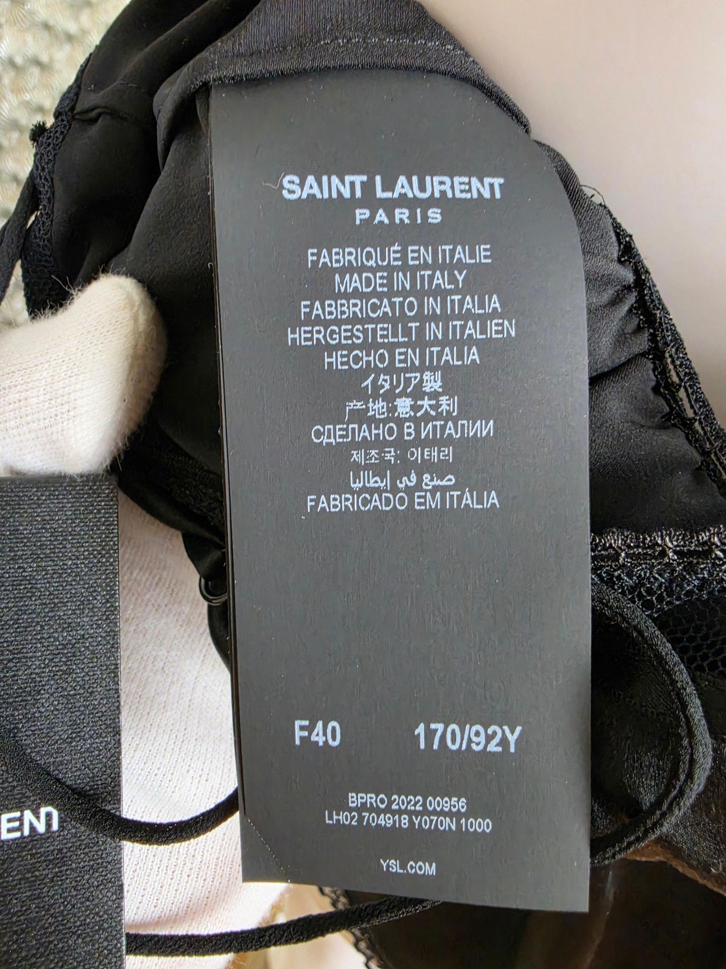 Saint Laurent Body in Raso di Seta con Dettagli in Mesh e Pizzo Nero - Pally Vintage Closet