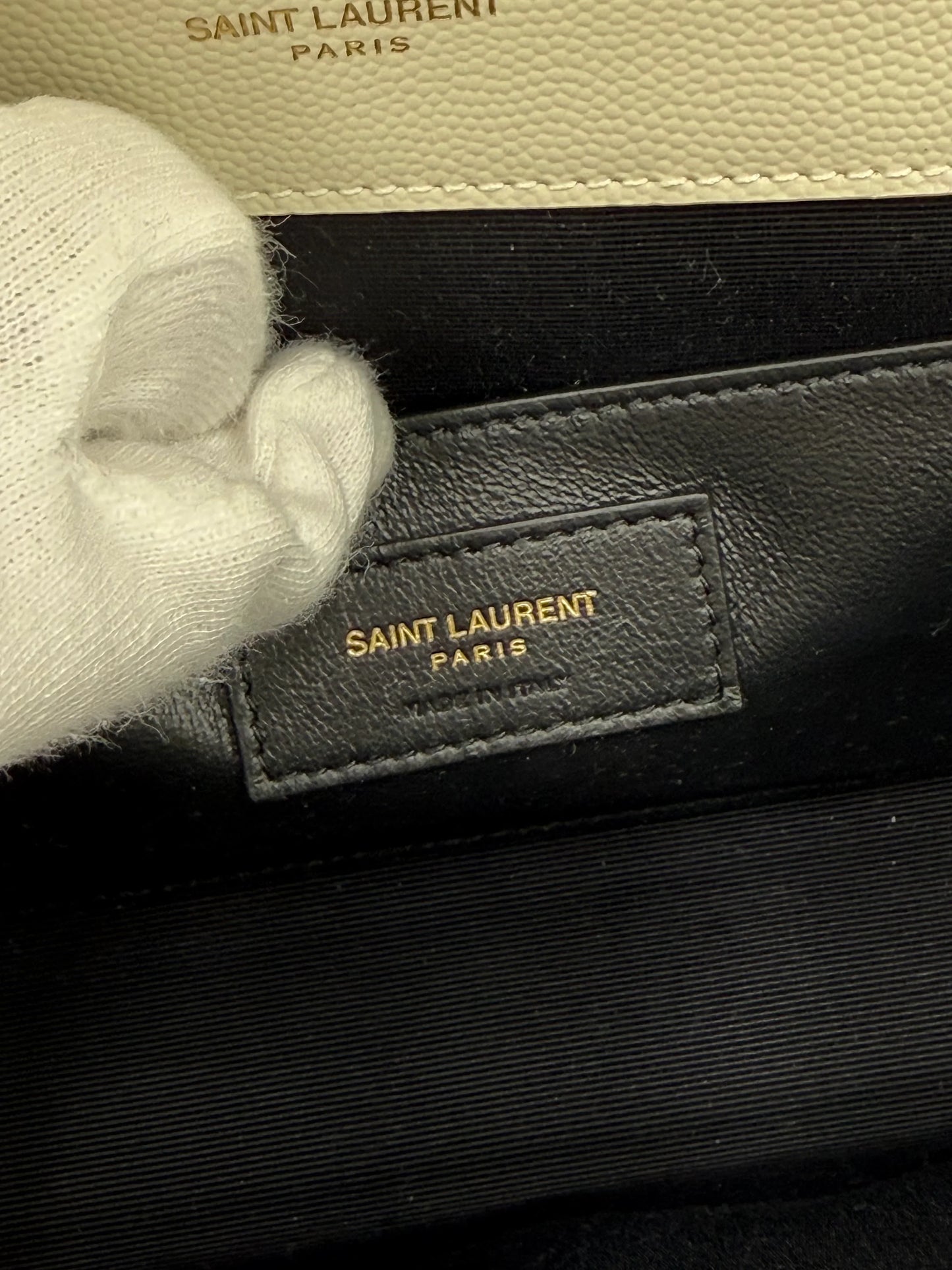 Saint-Laurent-Borsa-Kate-Medium-con-Nappa-Pelle-Grain-de-Poudre-Avorio-70265907937604 - Pally Vintage Closet