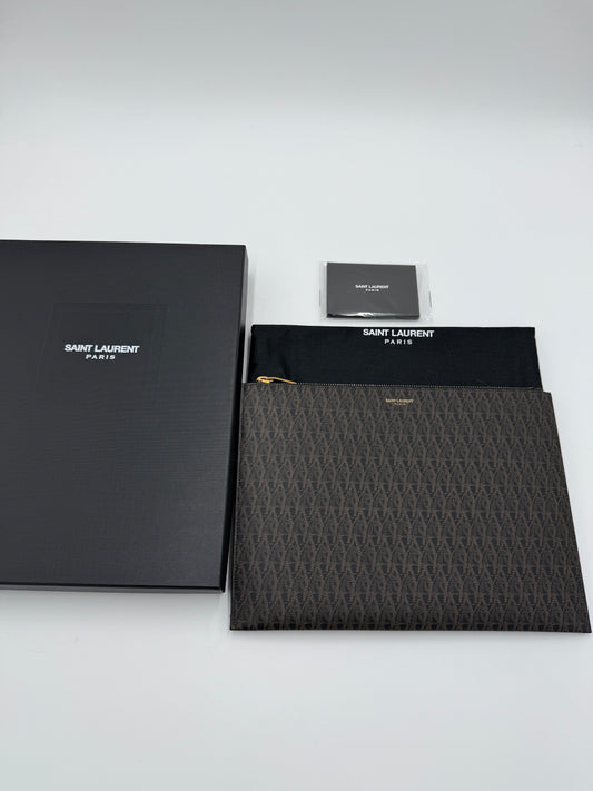 Saint Laurent Pouch Classic Toile Monogram Marrone - Pally Vintage Closet