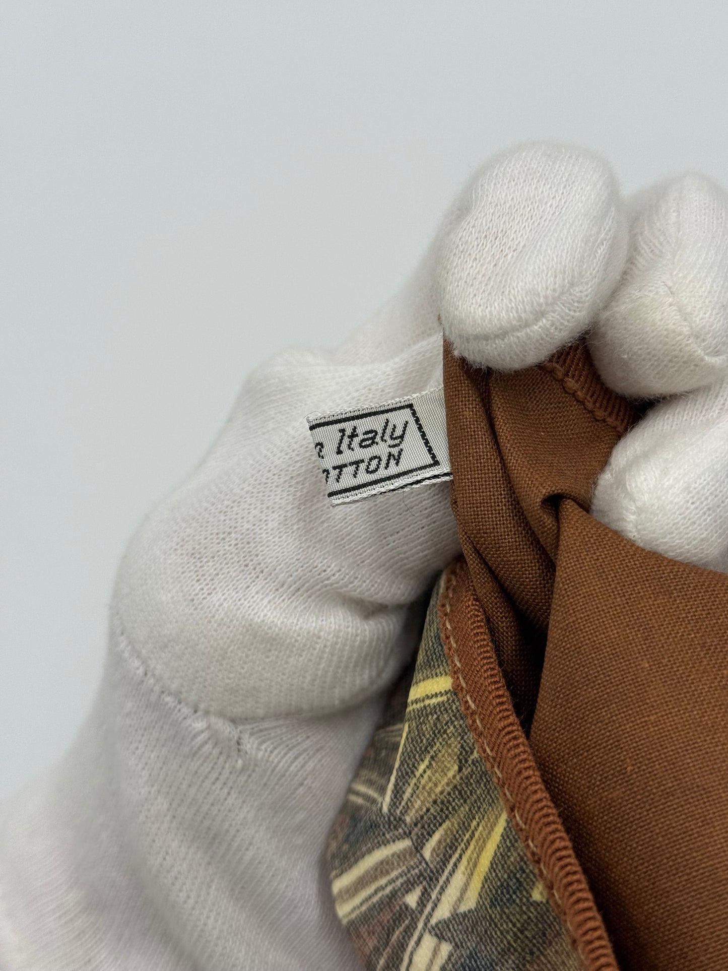 Salvatore Ferragamo Clutch Vintage in Cotone Stampa Jungle Marrone - Pally Vintage Closet