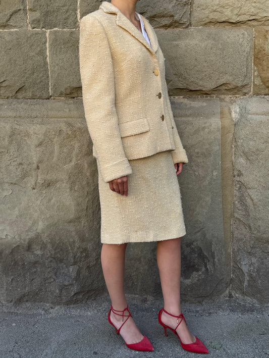 Salvatore-Ferragamo-Tailleur-Vintage-in-Tweed-Crema-70587702804804 - Pally Vintage Closet