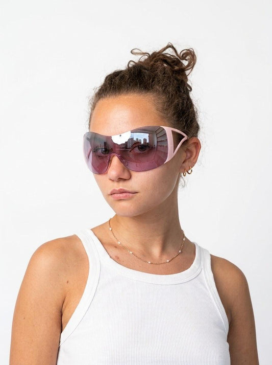 Versace Occhiali da Sole Vintage Mask Y2K Rosa - Pally Vintage Closet