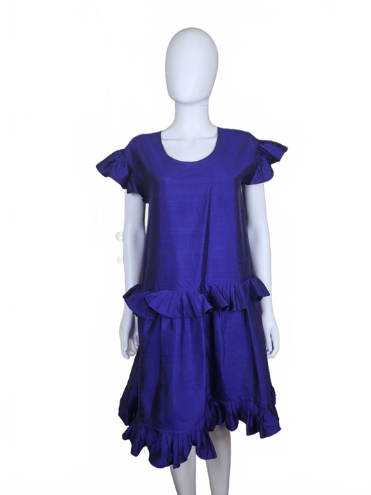 Yves Saint Laurent Rive Gauche Abito Vintage in Seta Viola Elettrico - Pally Vintage Closet
