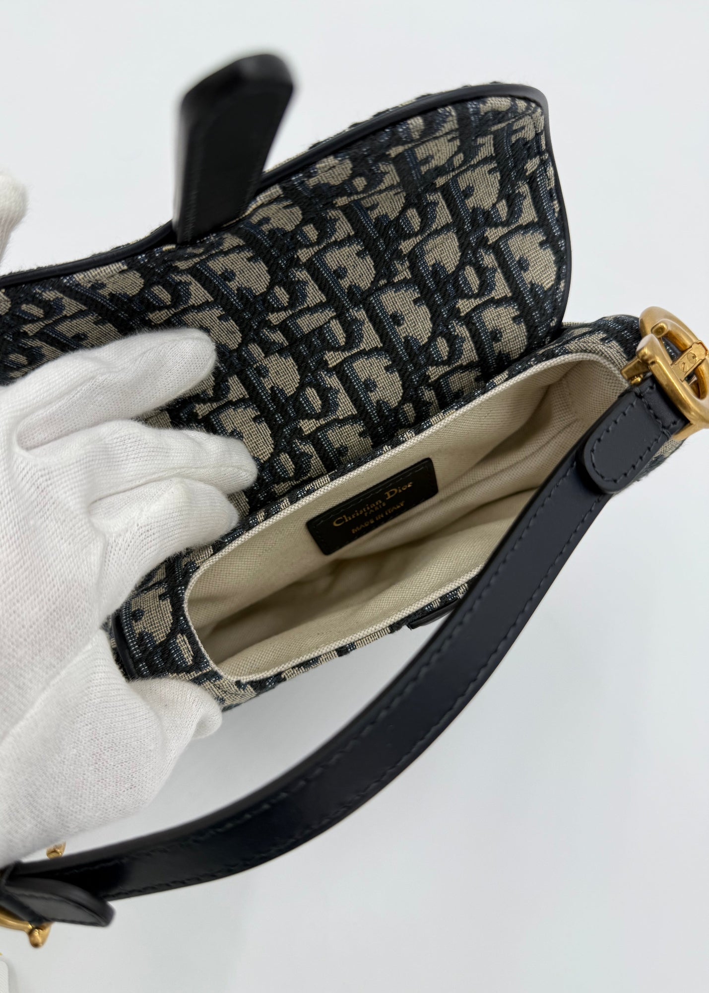 Dior Borsa Saddle con Tracolla Jacquard Dior Oblique Mini