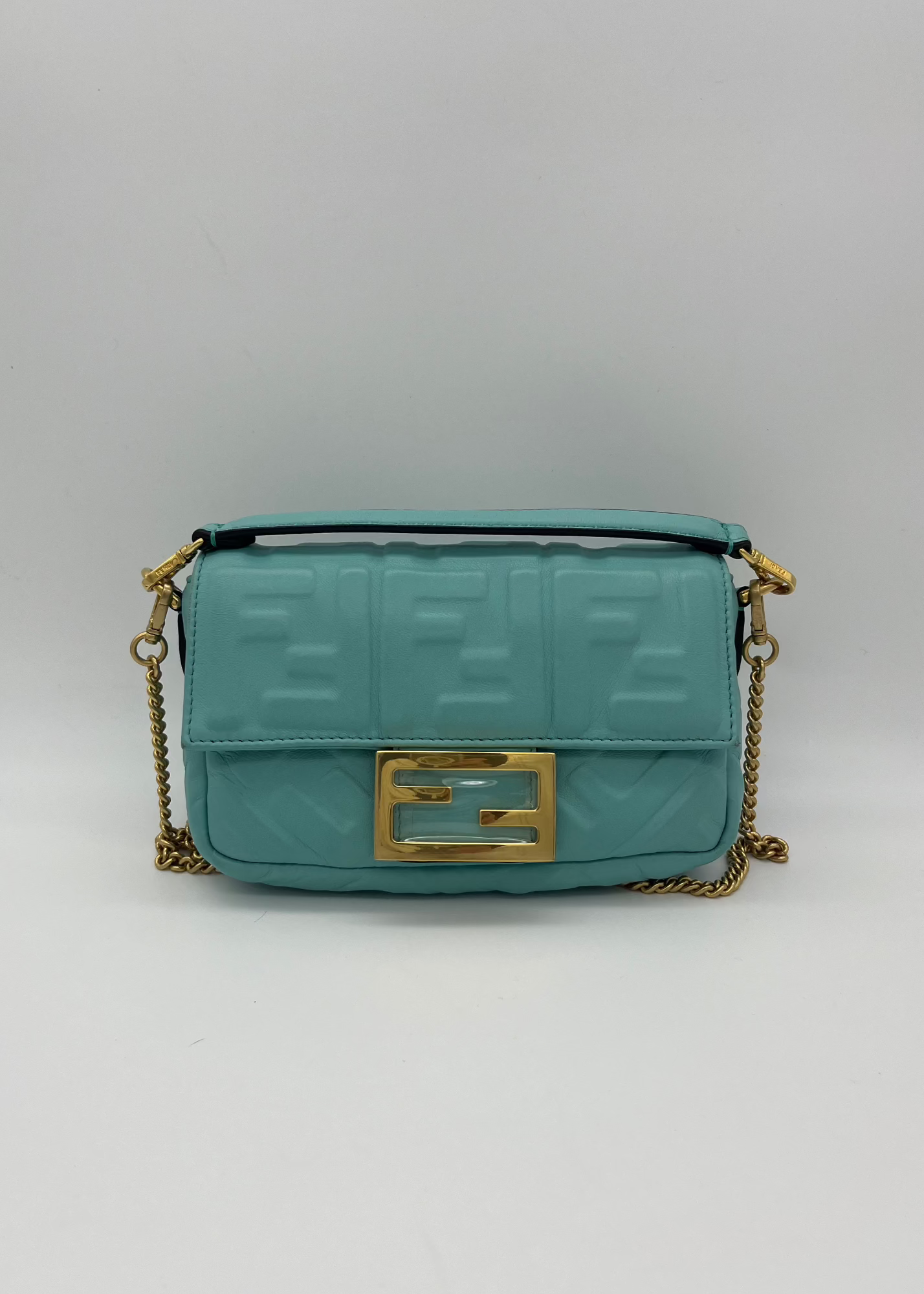 Fendi Baguette Mini Bag Small Blu Pelle