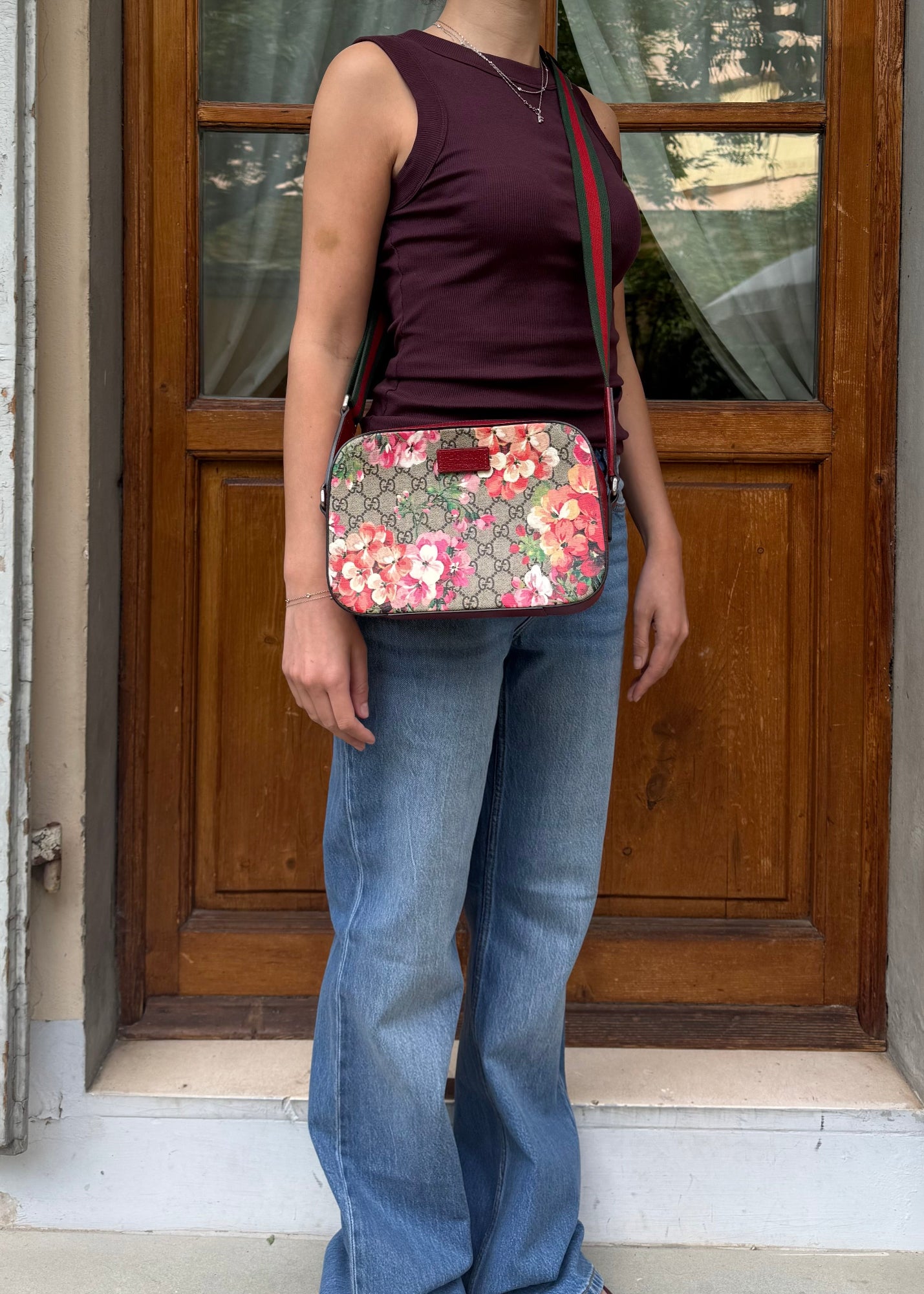 Gucci Borsa a Tracolla GG Blooms Supreme Rossa
