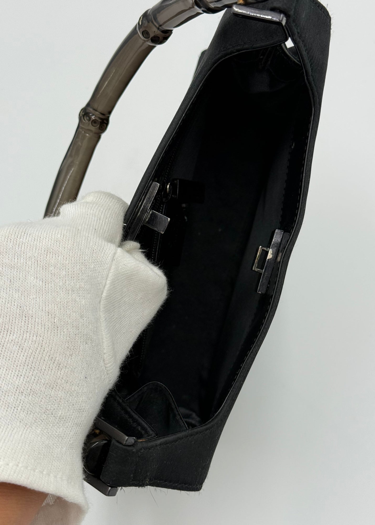 Gucci Borsa Bamboo Vintage in Raso Nero