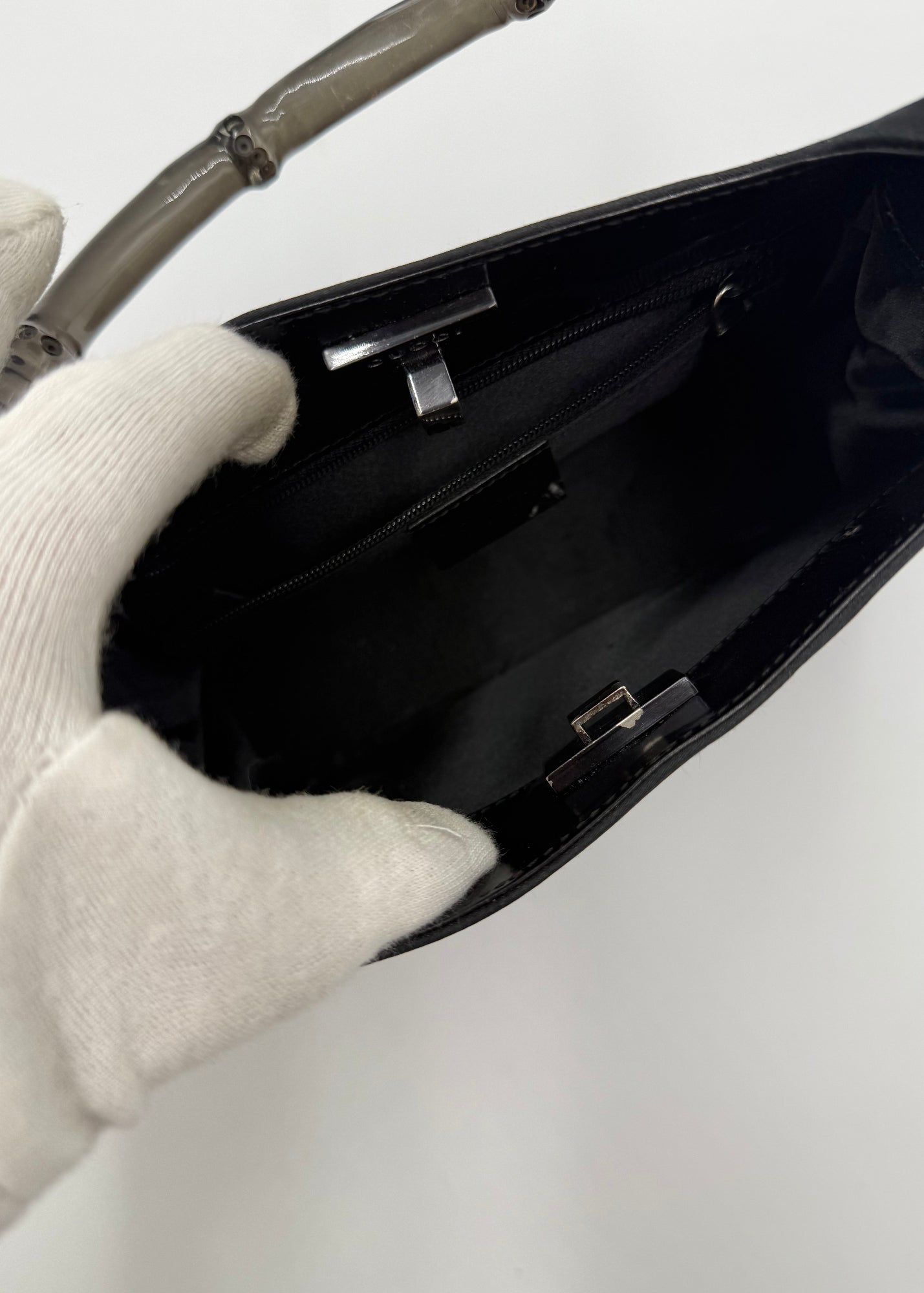Gucci Borsa Bamboo Vintage in Raso Nero
