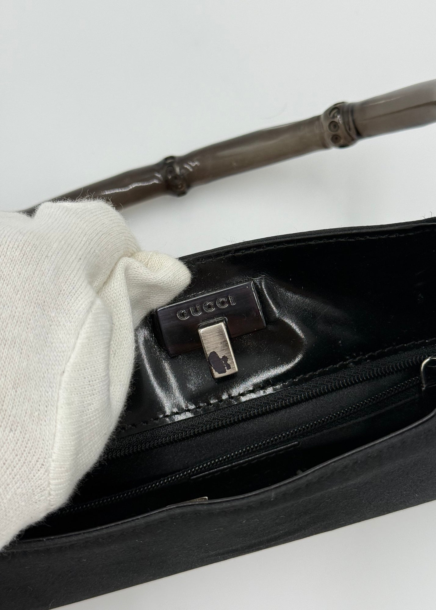 Gucci Borsa Bamboo Vintage in Raso Nero