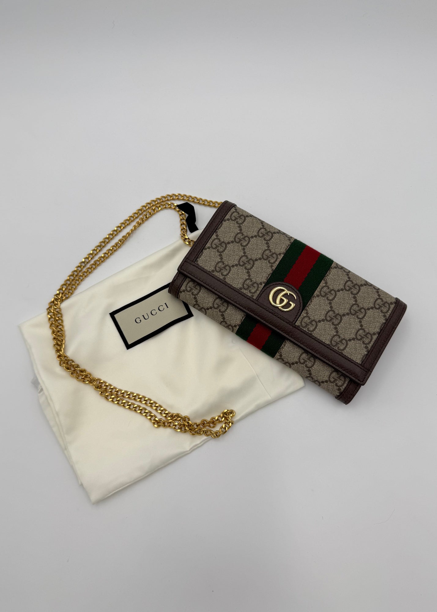 Gucci Borsa Ophidia Wallet on Chain Beige e Marrone