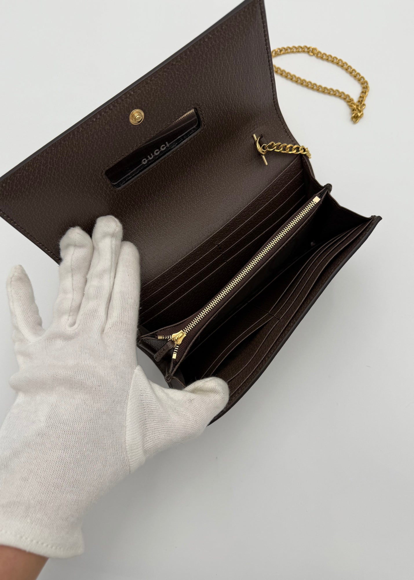 Gucci Borsa Ophidia Wallet on Chain Beige e Marrone
