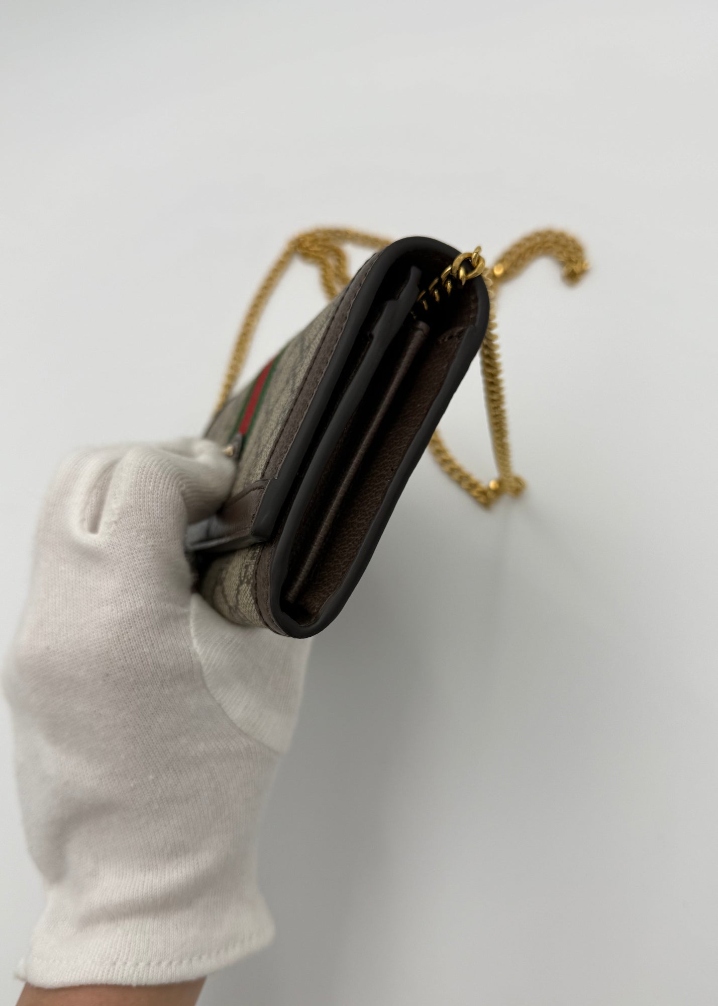 Gucci Borsa Ophidia Wallet on Chain Beige e Marrone