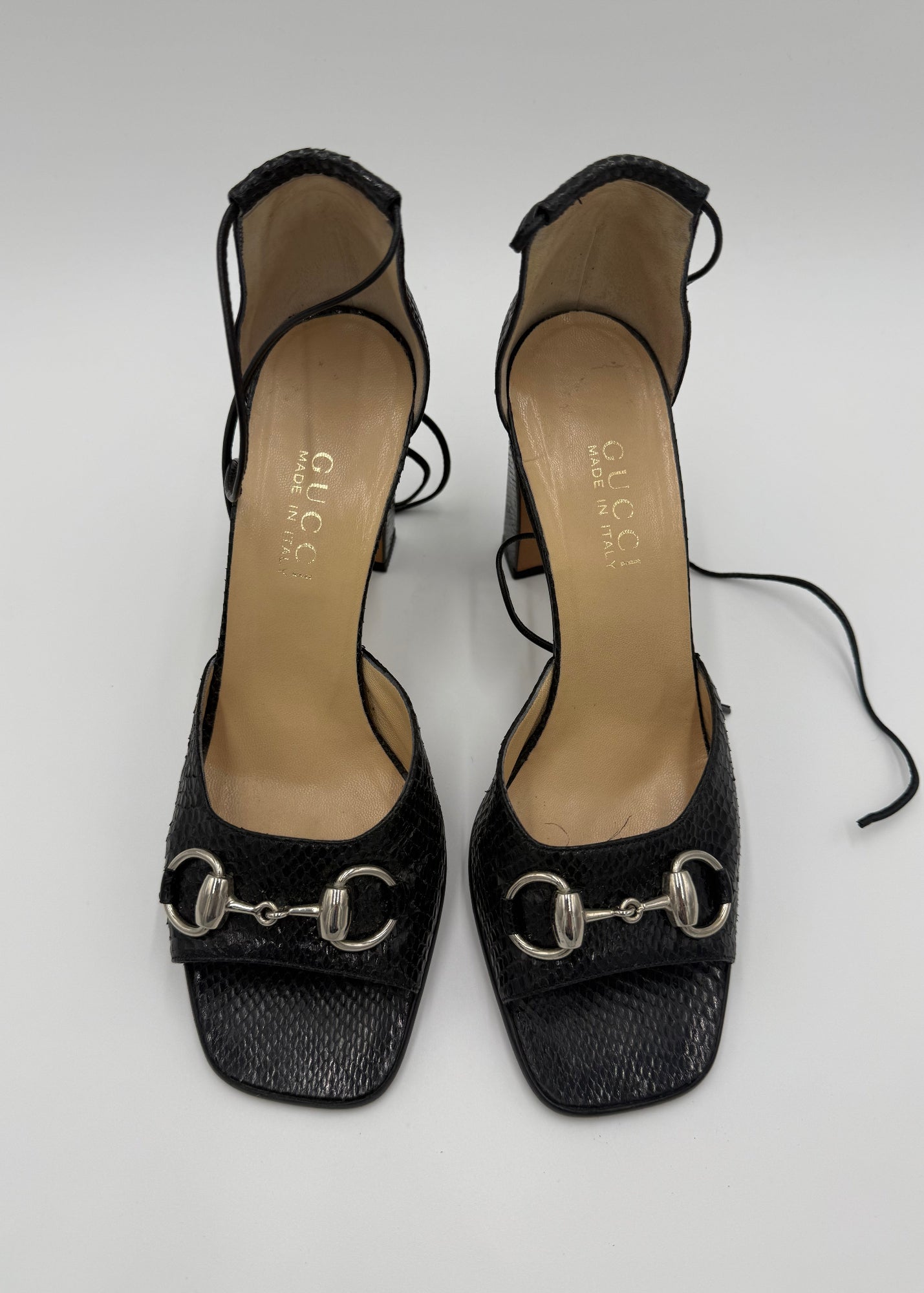 Gucci Sandali Horsebit Vintage in Pitone Neri