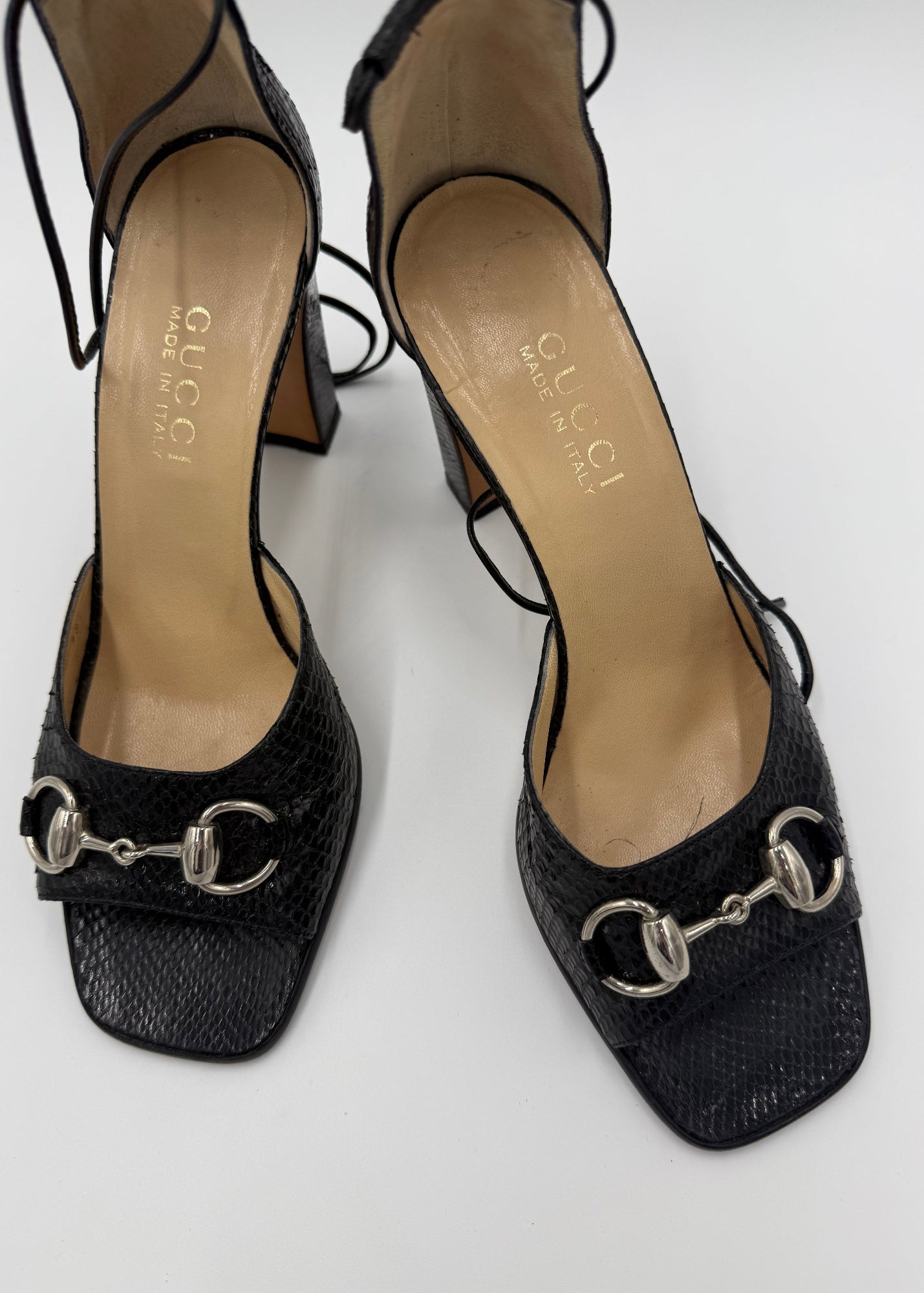 Gucci Sandali Horsebit Vintage in Pitone Neri