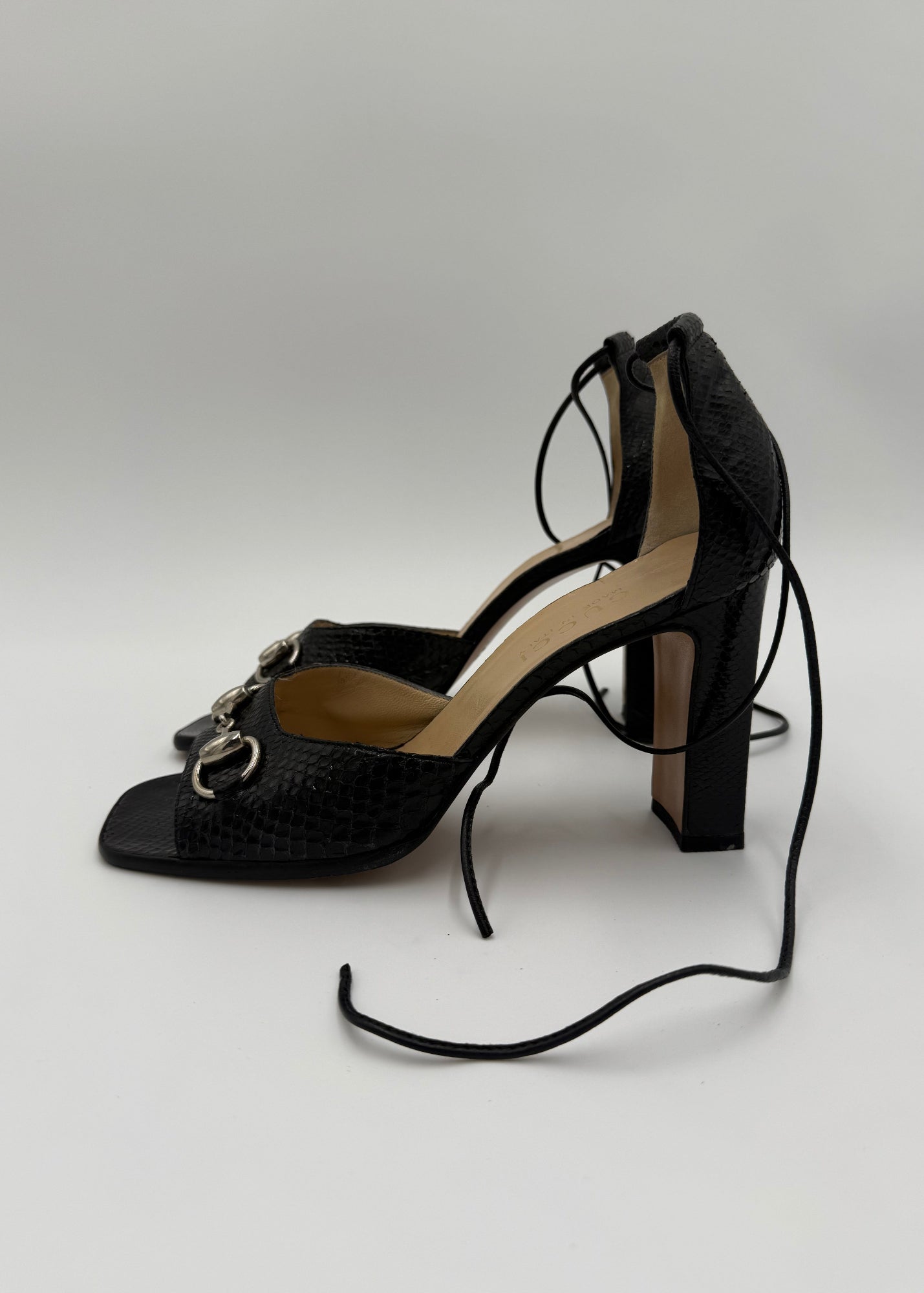 Gucci Sandali Horsebit Vintage in Pitone Neri