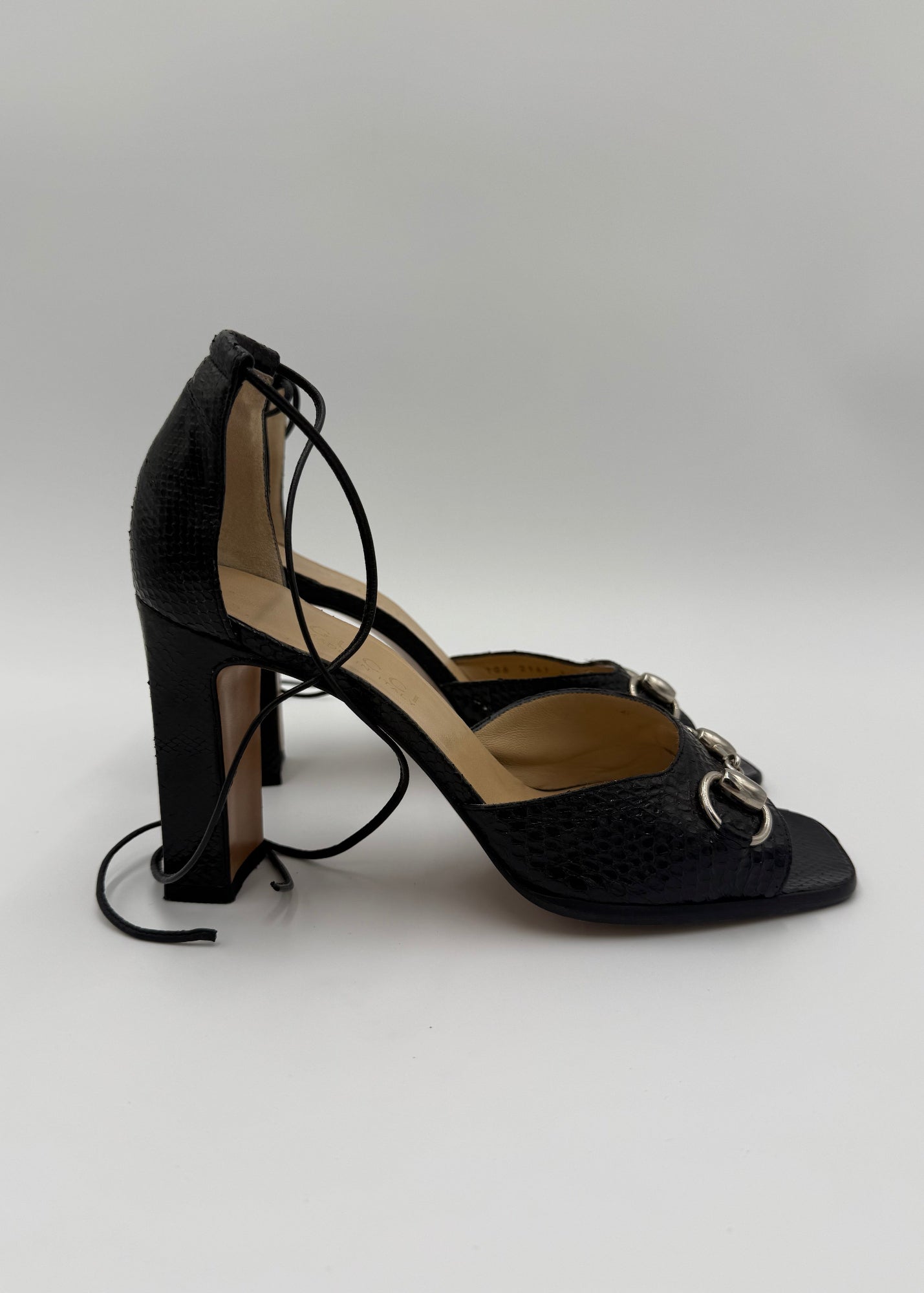 Gucci Sandali Horsebit Vintage in Pitone Neri