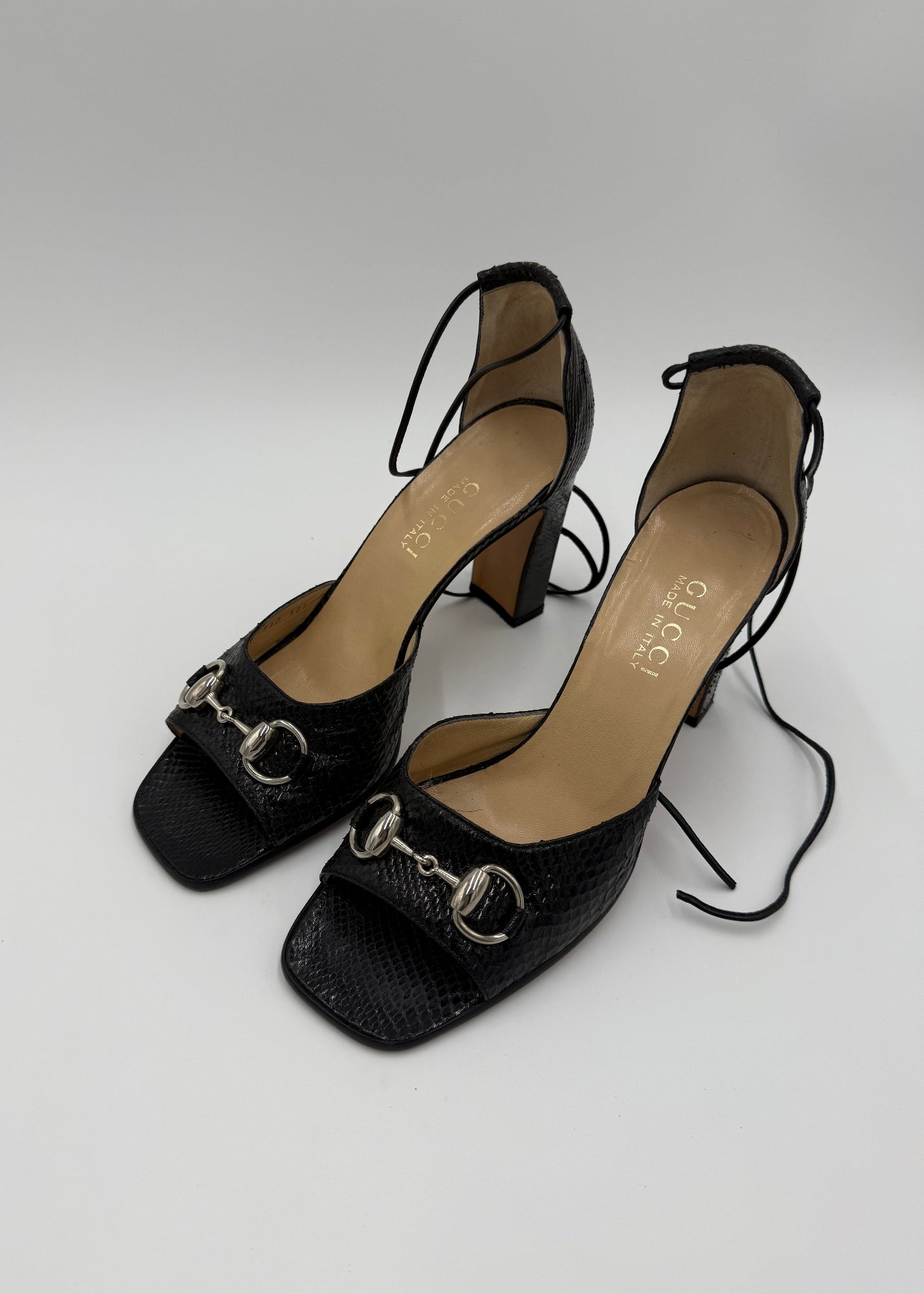 Gucci Sandali Horsebit Vintage in Pitone Neri