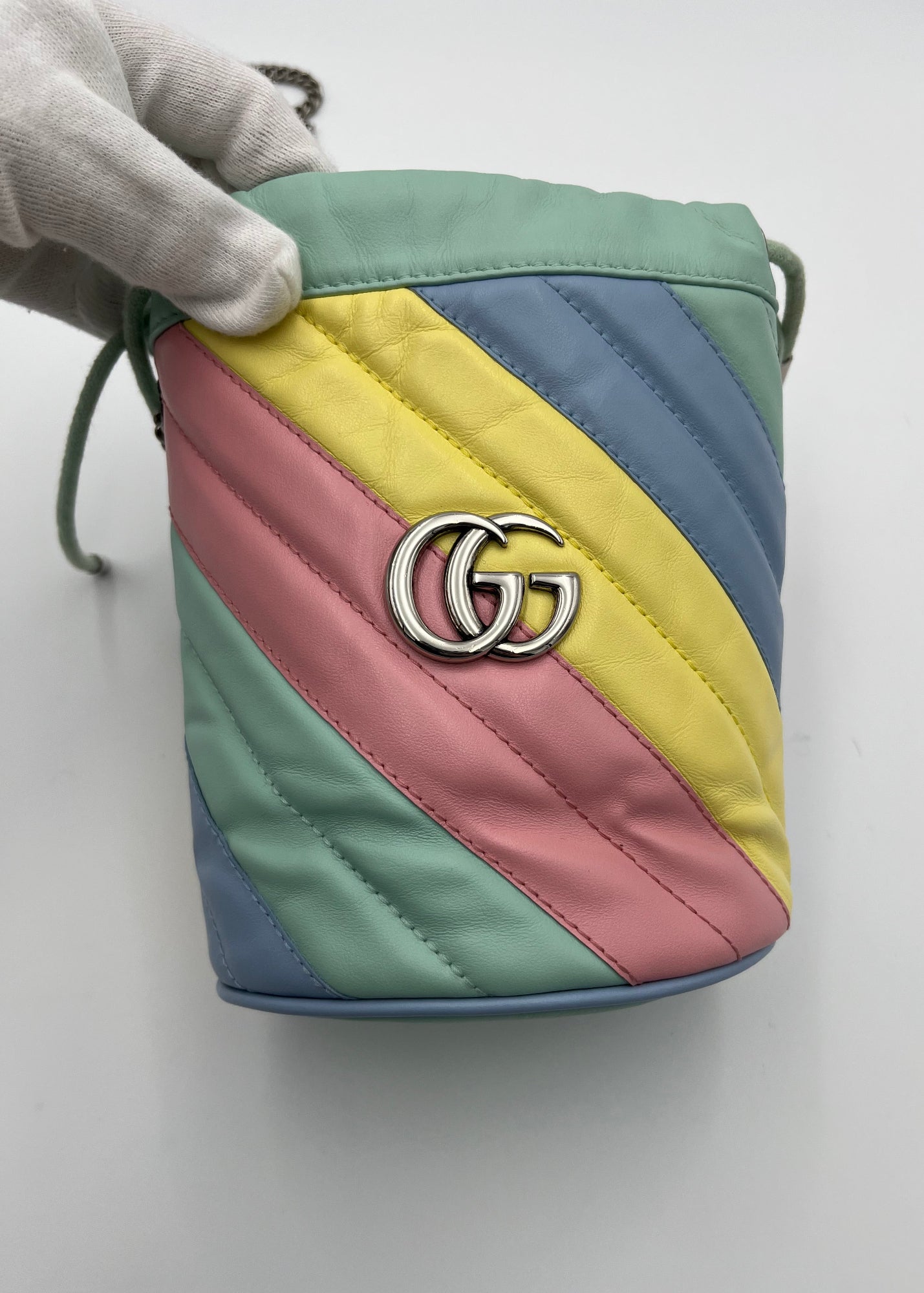 Gucci Borsa a secchiello GG Marmont Diagonal 2.0 Pastello
