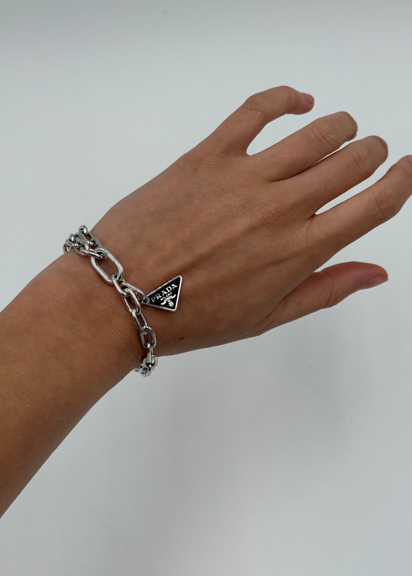 Prada Bracciale a Catena Regolabile Argento