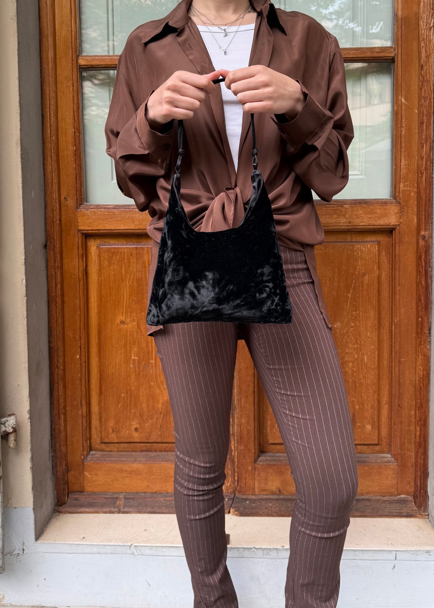 Prada Borsa Vintage in Velluto Liscio Nero