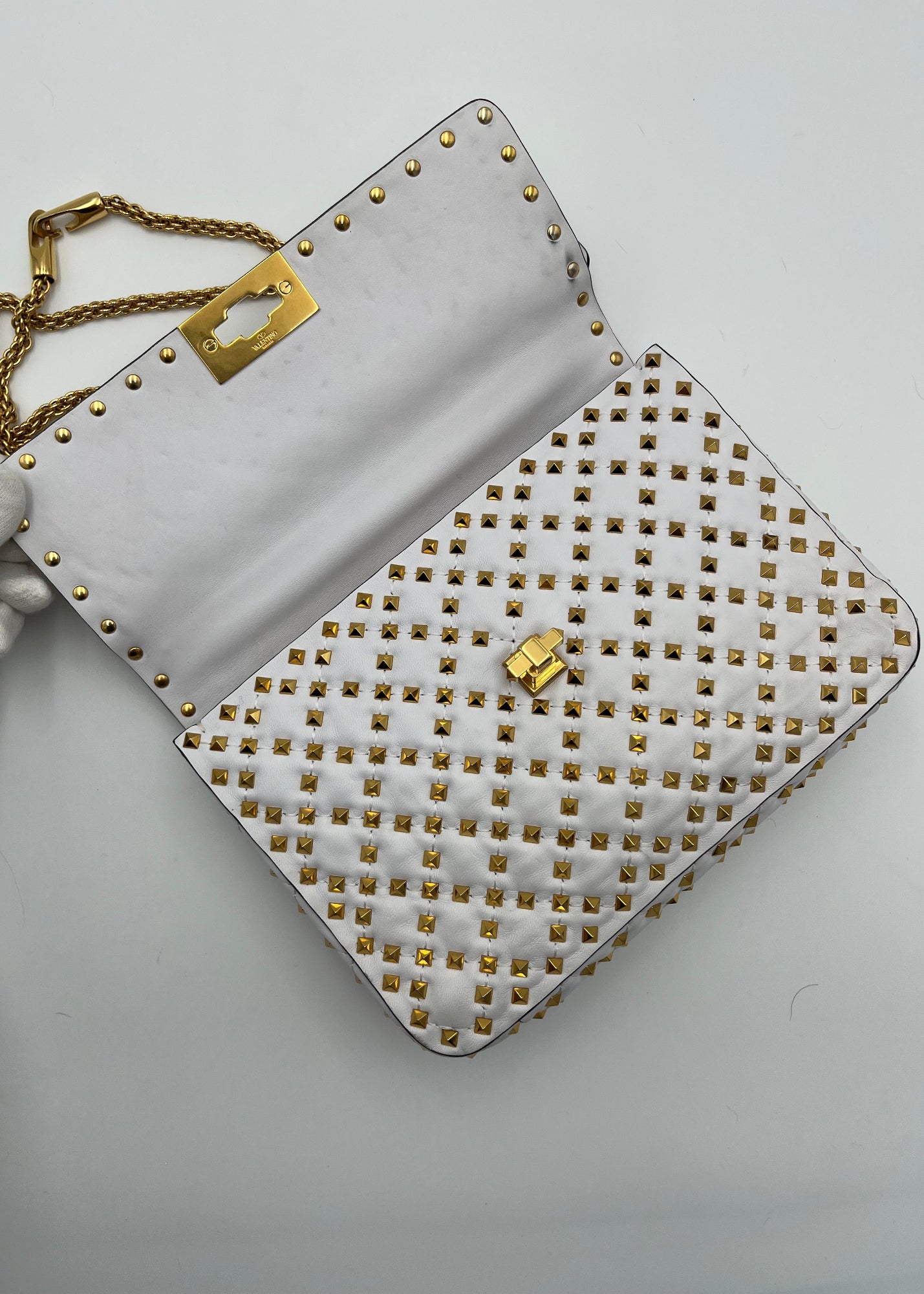 Valentino Garavani Borsa Rockstud Spike Limited Edition Media Bianca