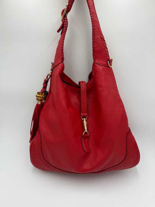 Gucci Borsa Maxi Jackie Hobo Vintage in Pelle Rossa