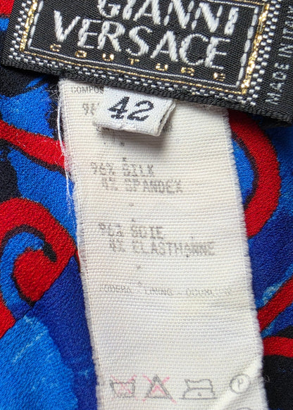 Gianni Versace Couture Completo Vintage con Stampa a Spirali Blu