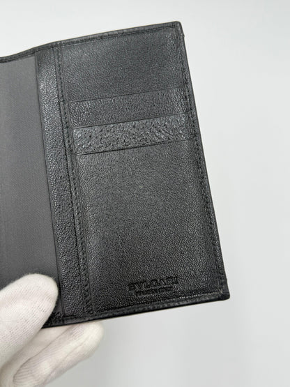 Bulgari Portafoglio con Doppio Anello Dorato Nero