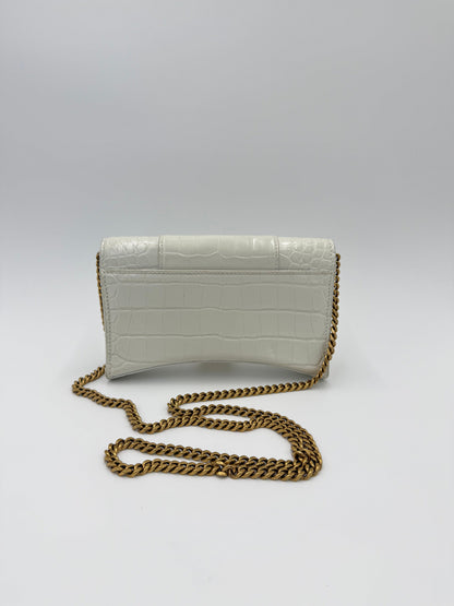 Balenciaga Borsa Hourglass Wallet on Chain Monogramma BB Bianca Panna