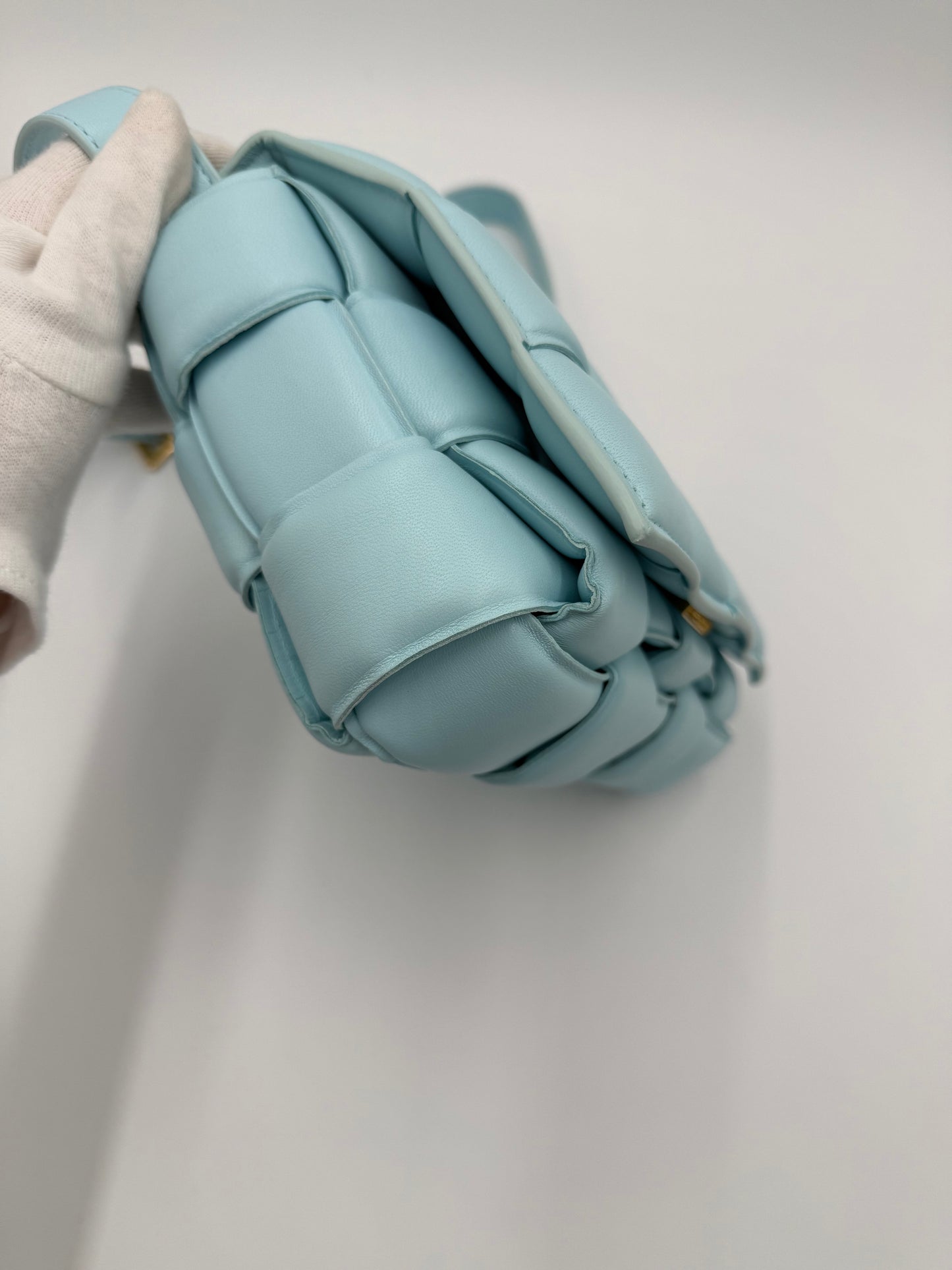 Bottega Veneta Borsa Padded Cassette Azzurro Pastello