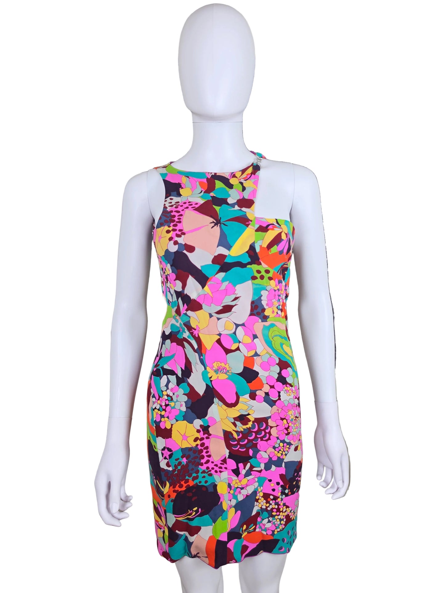 Gianni Versace Couture Miniabito Vintage a Stampa Floreale Psichedelica