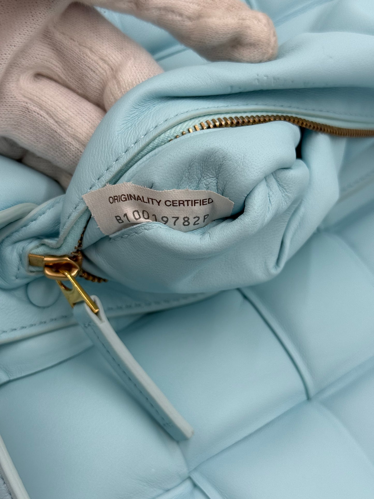 Bottega Veneta Borsa Padded Cassette Azzurro Pastello