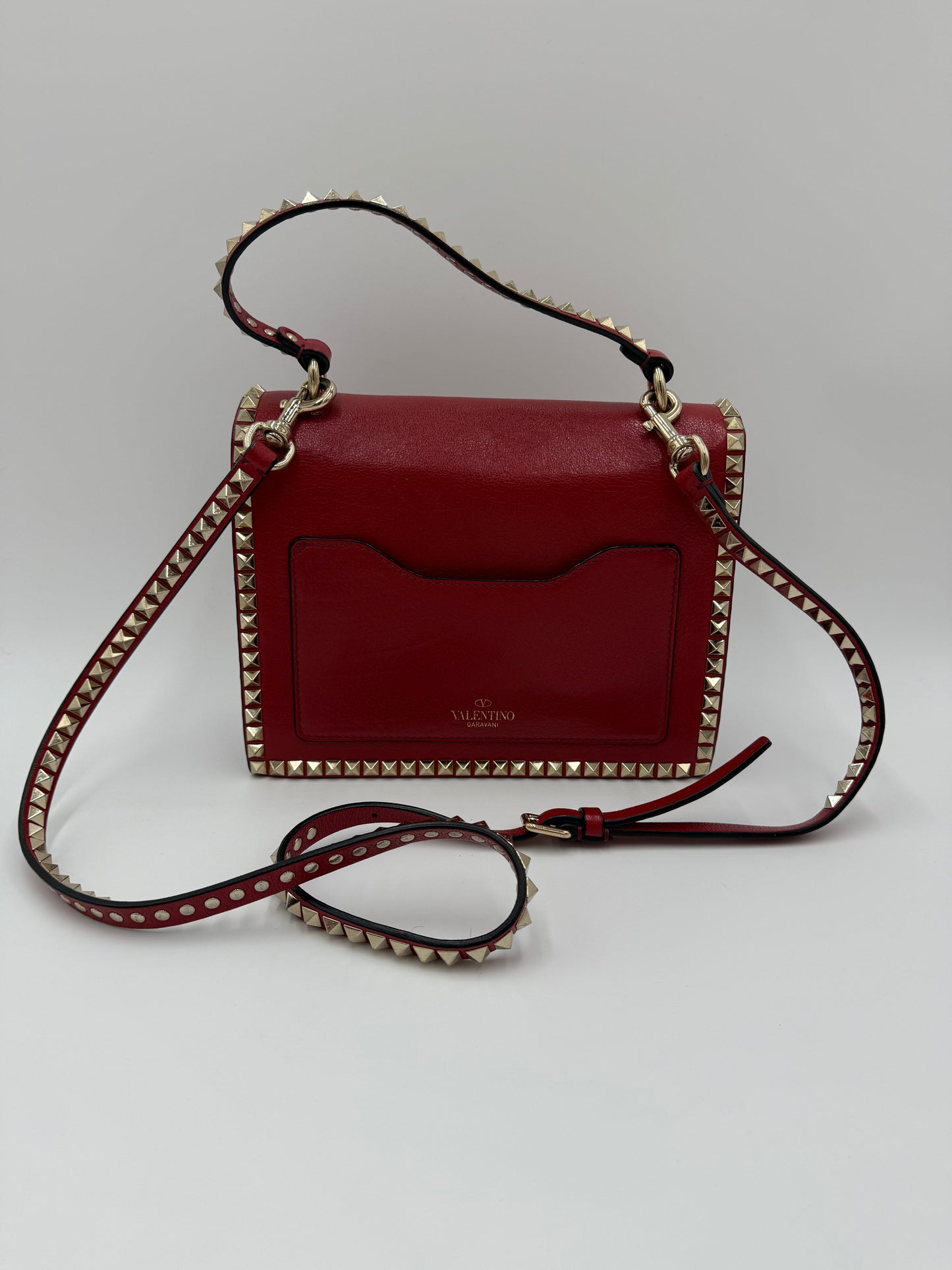 Valentino Garavani Borsa a Tracolla Rockstud in Pelle Rossa - Pally Vintage Closet