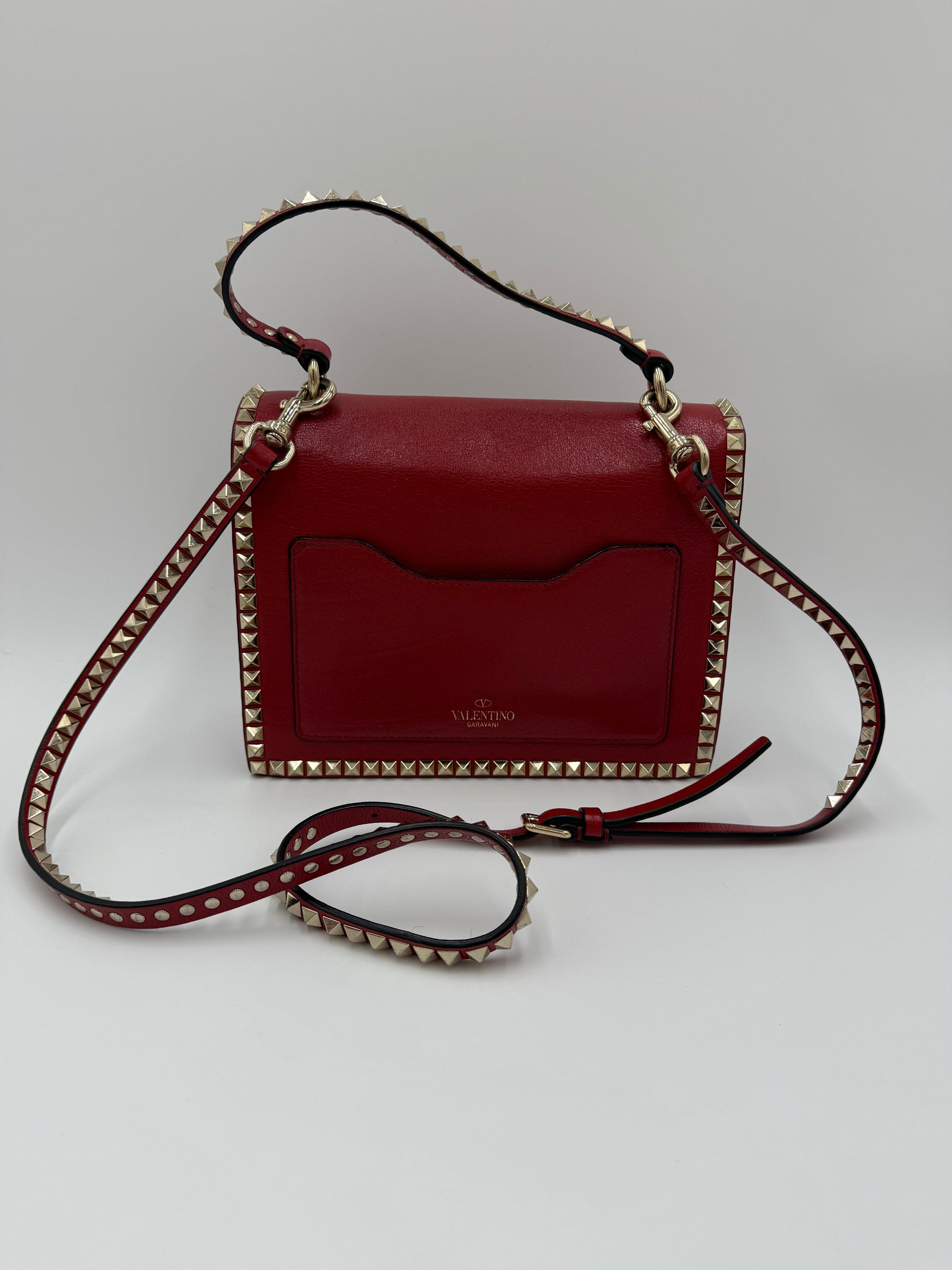 Valentino Garavani Borsa a Tracolla Rockstud in Pelle Rossa - Pally Vintage Closet