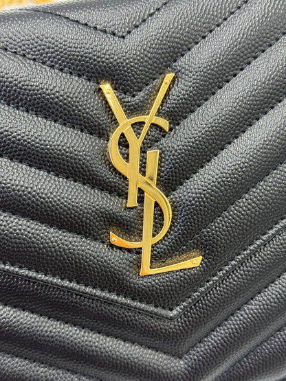 Saint Laurent Borsa a Tracolla Cassandre in Pelle Grain de Poudre con Hardware Dorato Nera