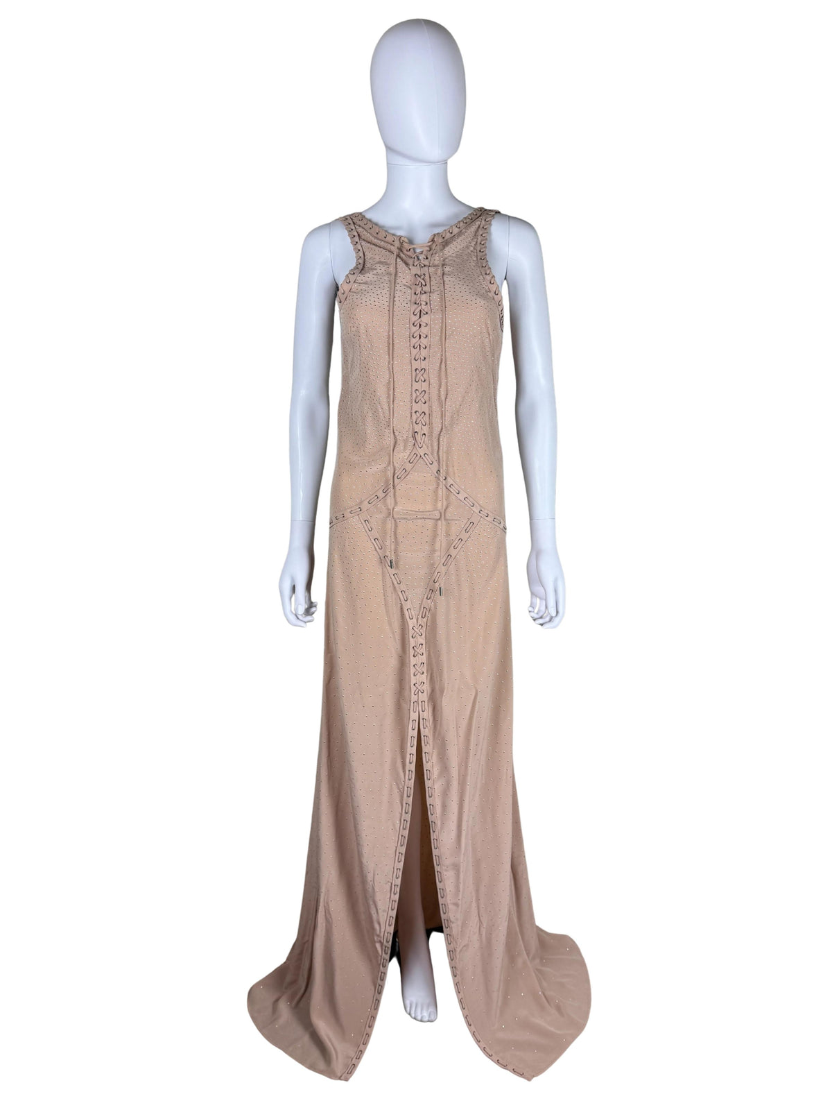 Salvatore Ferragamo Abito da Sera Resort 2013 in Seta con Micro-Borchie Nude