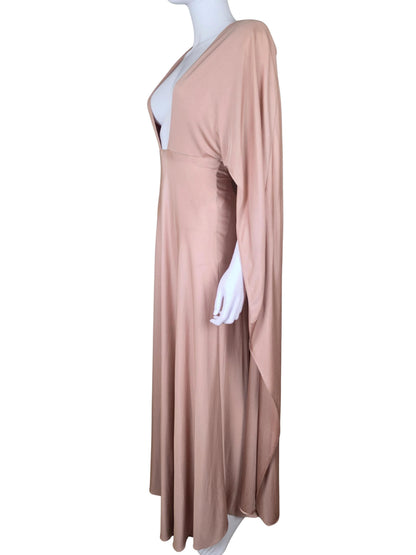 Valentino FW 2016 Runway Long Dress with Cape and Nude Deep V-Neck