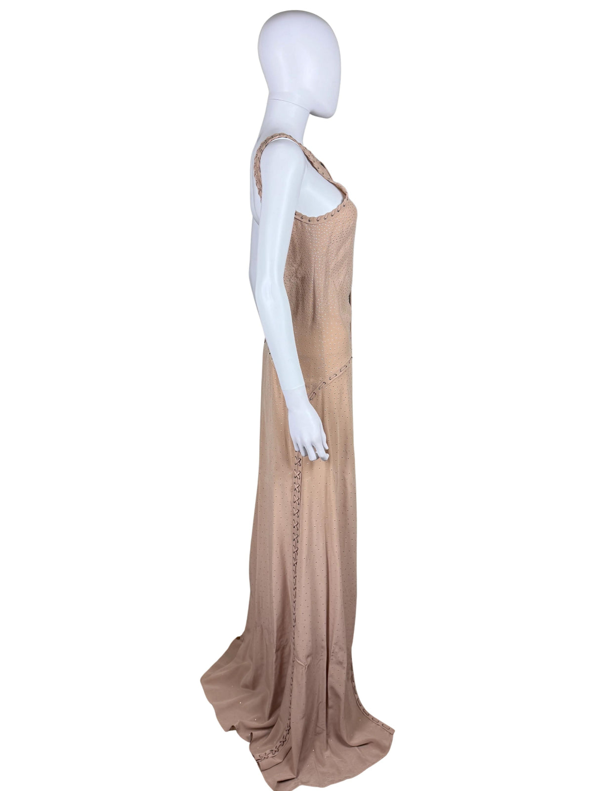 Salvatore Ferragamo Abito da Sera Resort 2013 in Seta con Micro-Borchie Nude