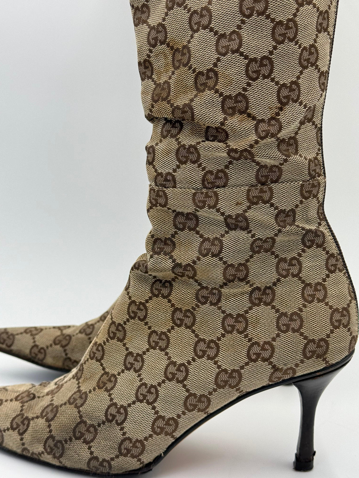 Gucci Stivali al Ginocchio Vintage by Tom Ford GG Monogram Canvas Beige